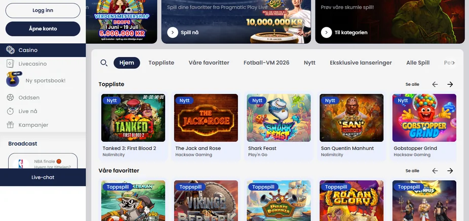 Bla gjennom spilltoppen Lilibet Casino